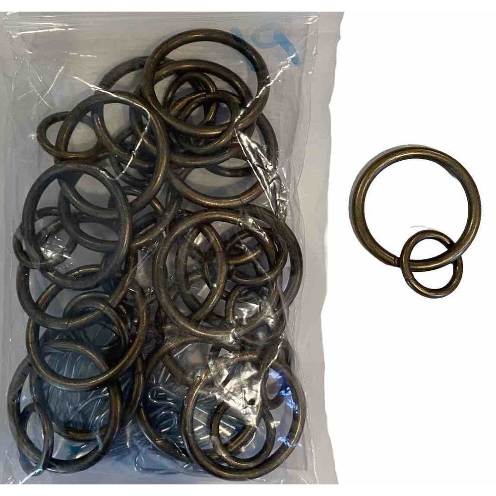 19 Tarnished Brass Metal Clip Curtain Drapery Rings for 1.25" inch rod or under